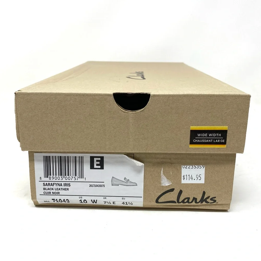 Clarks Sarafyna Iris Loafer Black Leather Comfort Wide Comfort Office Slip On